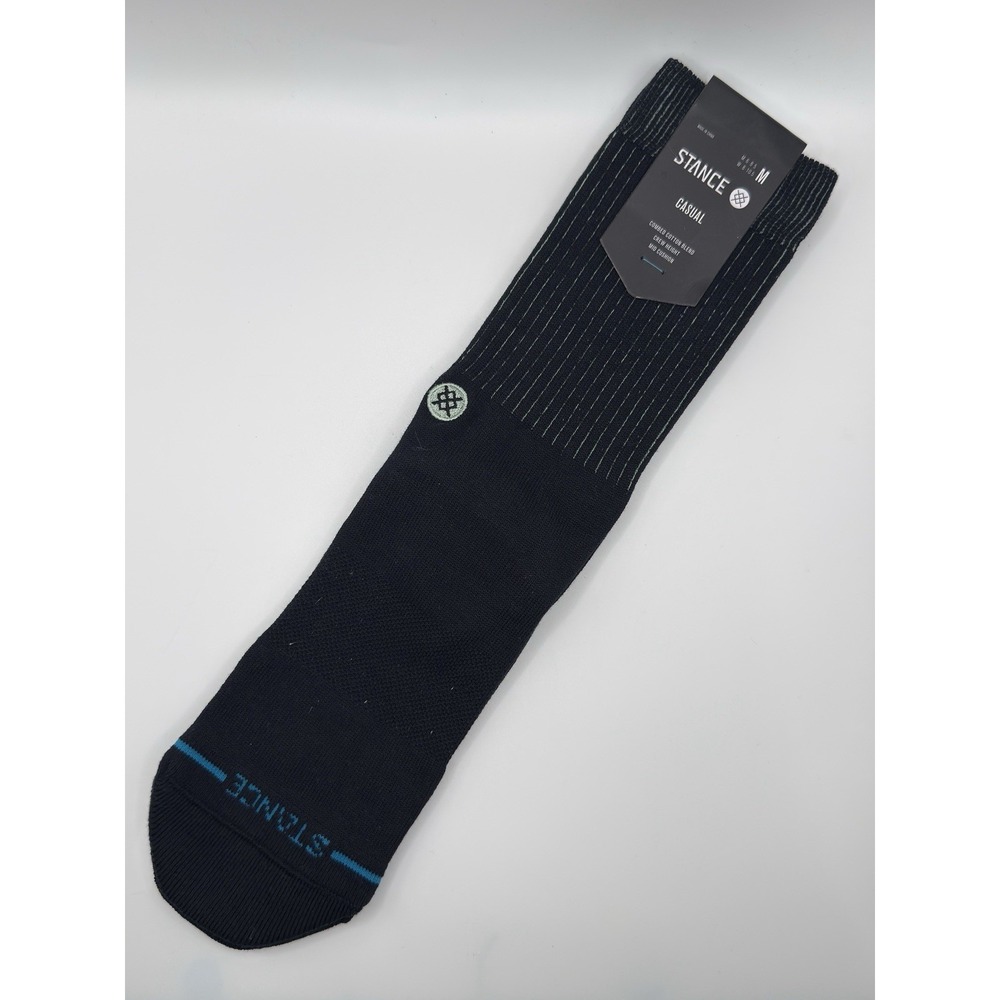 Stance Icon Pop Crew Black Teal Socks A556A25ICO-BKT Medium Mens NWT
